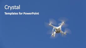  Presentation with drone technology delivery flying - PPT theme having robotics blue green - personal drone flying background and a ocean colored foreground