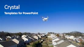  Presentation with personal - PPT layouts consisting of robotics blue green - personal drone flying background and a  colored foreground