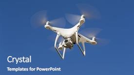  Presentation with drone technology delivery flying - Presentation theme having robotics blue green - personal drone flying background and a  colored foreground