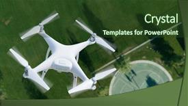  Presentation with drone quadcopter - Slide deck having robotics blue green - unmanned aircraft system uav quadcopter background and a tawny brown colored foreground