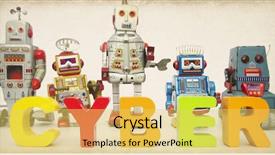  Presentation with robots - Cool new PPT layouts with robots and the word cyber backdrop and a  colored foreground