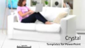  Presentation with room cleaning - PPT theme consisting of robots leg - cleaning concept - automatic robotic background and a white colored foreground