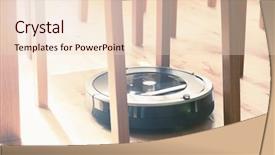  Presentation with robotic - Slides having robots leg - robotic vacuum cleaner on laminate background and a lemonade colored foreground