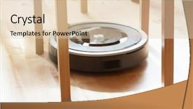  Presentation with robots - Slides having robots leg - robotic vacuum cleaner on laminate background and a lemonade colored foreground