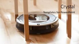  Presentation with robotic - Audience pleasing slides consisting of robots leg - robotic vacuum cleaner on laminate backdrop and a  colored foreground