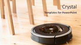  Presentation with robotic - Amazing slides having robots leg - robotic vacuum cleaner on laminate backdrop and a  colored foreground
