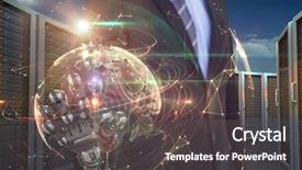  Presentation with robotic - Colorful presentation design enhanced with robots small - computer graphic image of businessman backdrop and a gray colored foreground