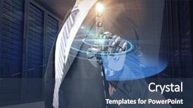  Presentation with robotic - Amazing presentation design having robots small - computer graphic image of businessman backdrop and a ocean colored foreground