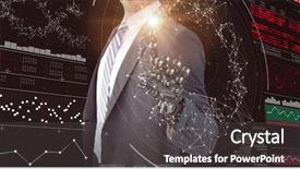  Presentation with black-hand - Cool new PPT theme with robots small - computer graphic image of businessman backdrop and a dark gray colored foreground