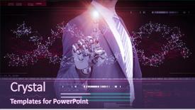  Presentation with dna computer - Presentation design featuring robots small - computer graphic image of businessman background and a violet colored foreground