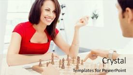  Presentation with siblings playing chess - Amazing presentation design having robust - businesswoman playing chess in office backdrop and a lemonade colored foreground