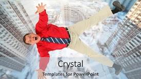  Presentation with tall buildings - Amazing PPT theme having robust - collage with falling businessman backdrop and a light blue colored foreground