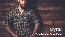  Presentation with young man wearing a hat - Colorful PPT theme enhanced with robust - handsome man wearing checkered shirt backdrop and a dark gray colored foreground