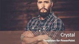  Presentation with rural - Beautiful slide deck featuring robust - handsome man wearing checkered shirt backdrop and a coral colored foreground