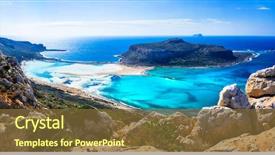  Presentation with greek - Slide deck with rock - amazing scenery of greek islands background and a tawny brown colored foreground