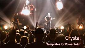  Presentation with stage lights - Audience pleasing slides consisting of rock - crowd at concert - cheering backdrop and a wine colored foreground