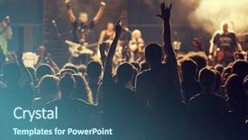 Presentation with stage lights - Cool new presentation theme with rock - crowd at concert - cheering backdrop and a ocean colored foreground