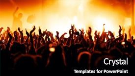  Presentation with concert - Cool new PPT layouts with rock - crowd at concert backdrop and a black colored foreground