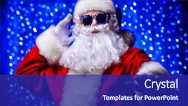  Presentation with christmas music - Slide deck consisting of rock - dj santa claus in sunglasses background and a navy blue colored foreground