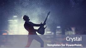  Presentation with elegant - Cool new PPT theme with rock - elegant guitarist silhouette mixed media backdrop and a ocean colored foreground