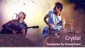  Presentation with stage - Cool new presentation theme with rock - flying colours against male guitarists backdrop and a violet colored foreground