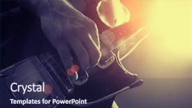 Presentation with electrical - Cool new slide deck with rock - man playing electrical guitar backdrop and a navy blue colored foreground