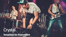  Presentation with music band - PPT theme with rock - music band performing background and a dark gray colored foreground