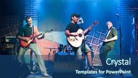  Presentation with guitar - Beautiful presentation theme featuring rock - musician plays a guitar backdrop and a ocean colored foreground