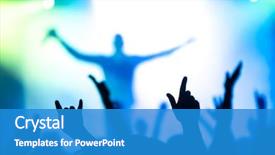  Presentation with stage lights - Slide deck having rock - silhouettes of concert crowd background and a teal colored foreground