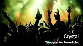  Presentation with stage lights - PPT theme having rock - silhouettes of concert crowd background and a black colored foreground