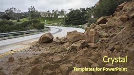  Presentation with winter storm - Theme featuring rock - winter storm landslide blocking santa background and a tawny brown colored foreground