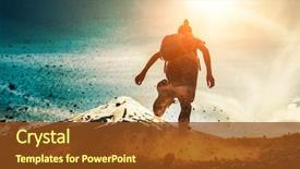  Presentation with volcano - Colorful presentation theme enhanced with rock - woman athlete runs backdrop and a tawny brown colored foreground
