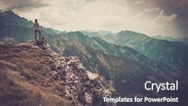  Presentation with mountain top - Audience pleasing PPT layouts consisting of rock - woman hiker on a top backdrop and a dark gray colored foreground