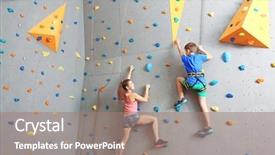  Presentation with rock wall - Colorful presentation theme enhanced with rock - young boy and instructor climbing backdrop and a coral colored foreground