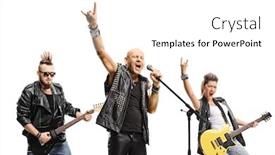  Presentation with rock band - Cool new PPT theme with rock-and-roll-band-isolated backdrop and a white colored foreground