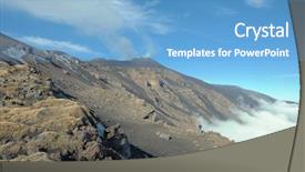  Presentation with volcano - Audience pleasing presentation theme consisting of rock and volcanic ash backdrop and a teal colored foreground