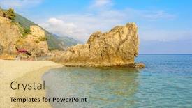  Presentation with rock - Colorful PPT theme enhanced with rock-at-the-beach backdrop and a yellow colored foreground