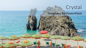  Presentation with rock - PPT layouts having rock-at-the-beach background and a light blue colored foreground