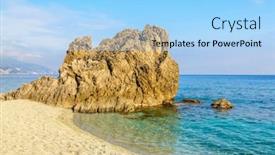  Presentation with rock - PPT theme featuring rock-at-the-beach background and a light blue colored foreground