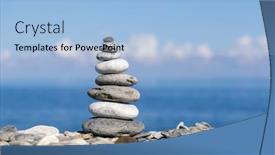  Presentation with ocean - Presentation theme having rock-balancing-on-ocean-beach background and a light blue colored foreground