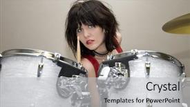  Presentation with teen girl - Presentation theme consisting of rock band teens - beautiful teen girl in red background and a light gray colored foreground