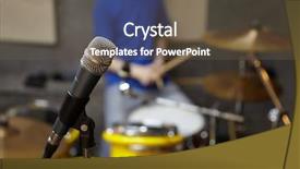  Presentation with audio tape in music studio - PPT layouts consisting of rock band teens - microphone in studio drummer background and a tawny brown colored foreground