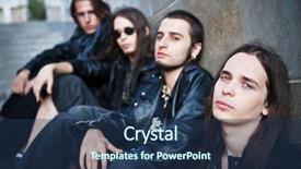  Presentation with sustainable urban policy cities - PPT theme featuring rock band teens - young handsome boy in urban background and a ocean colored foreground