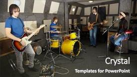 Presentation with rock band - Slides featuring rock band vocalist girl two background and a dark gray colored foreground