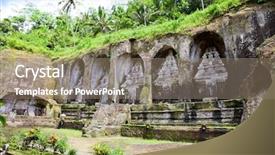  Presentation with candi - Presentation enhanced with rock candy - gunung kawi temple and candi background and a gray colored foreground
