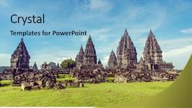  Presentation with java island - Slide set featuring rock candy - prambanan temple near yogyakarta background and a light blue colored foreground
