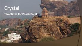  Presentation with india - Presentation theme with rock carved temples at badami india background and a gray colored foreground