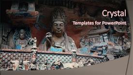  Presentation with heritage - Colorful PPT layouts enhanced with rock carvings as the world backdrop and a wine colored foreground