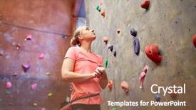  Presentation with young healthy people - Audience pleasing slides consisting of bag exercising at indoor climbing backdrop and a coral colored foreground