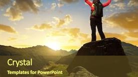  Presentation with alps - Audience pleasing presentation theme consisting of girl in the switzerland alps backdrop and a tawny brown colored foreground